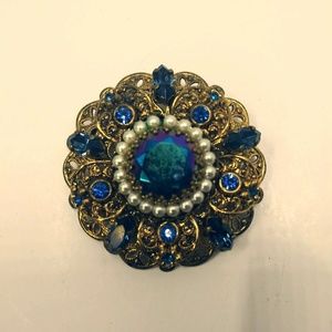 West Germany gold tone filigree  gorgeous brooch.